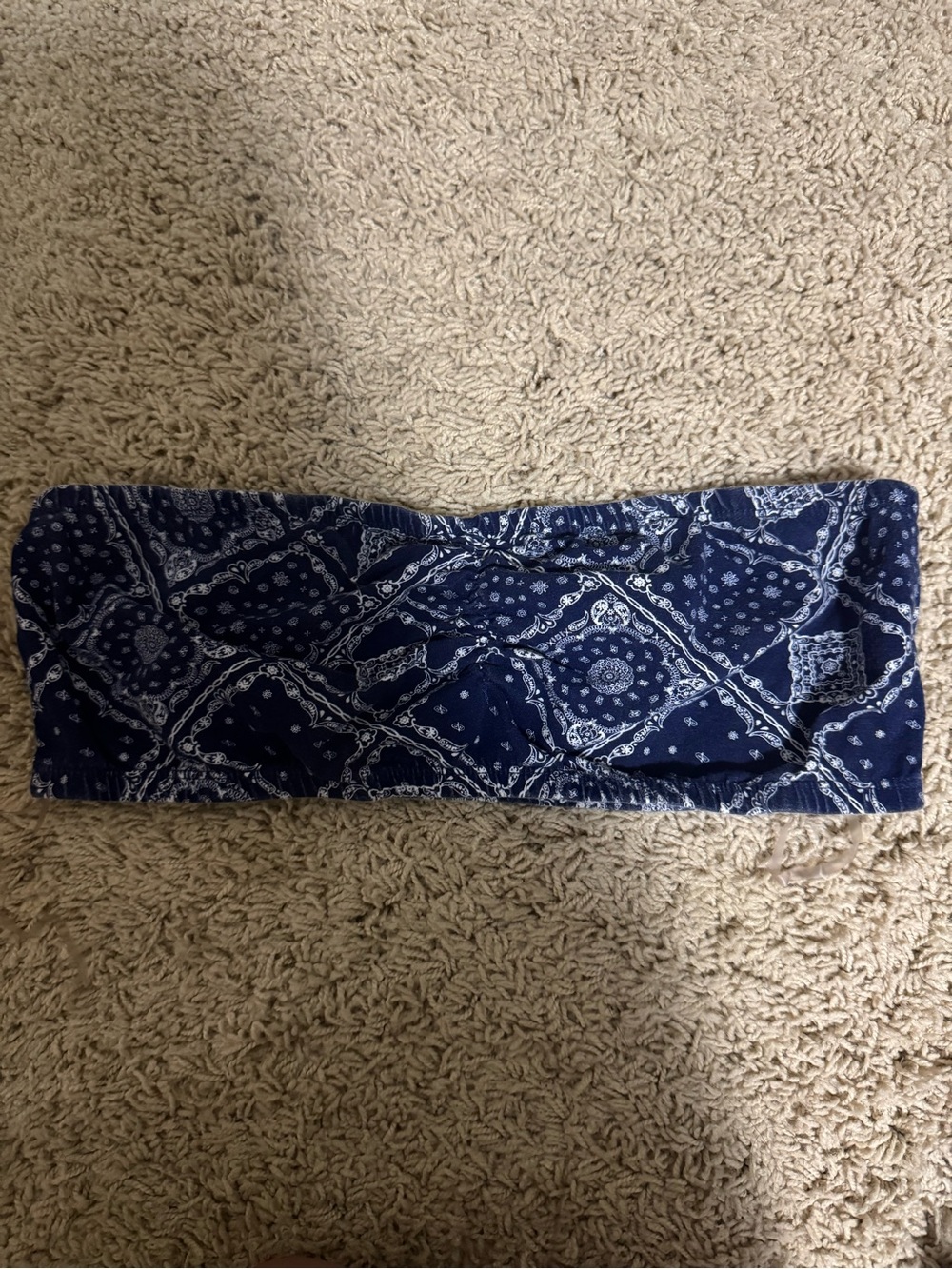 Women's Navy Blue Bandana Print Tube Top